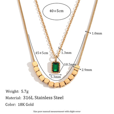 Double Layered Emerald stone Necklace