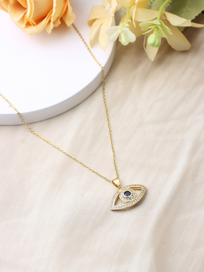 Zircon Evil Eye Pendant Necklace