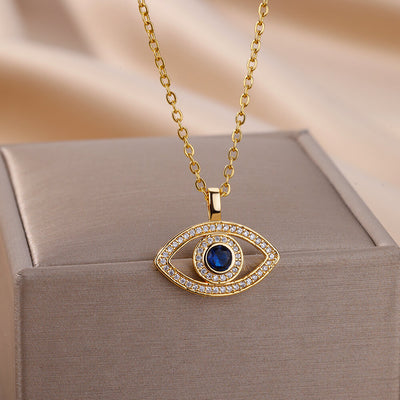 Zircon Evil Eye Pendant Necklace