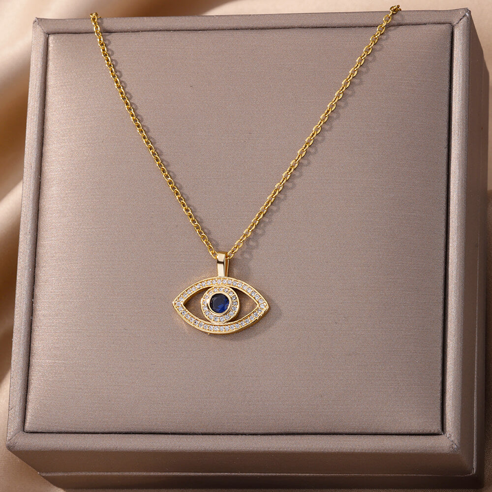 Zircon Evil Eye Pendant Necklace