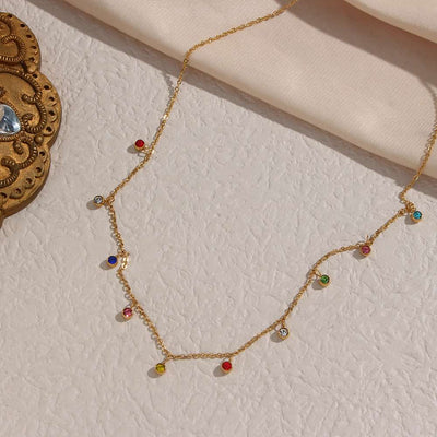 Colorful Round Zircon Necklace Necklace