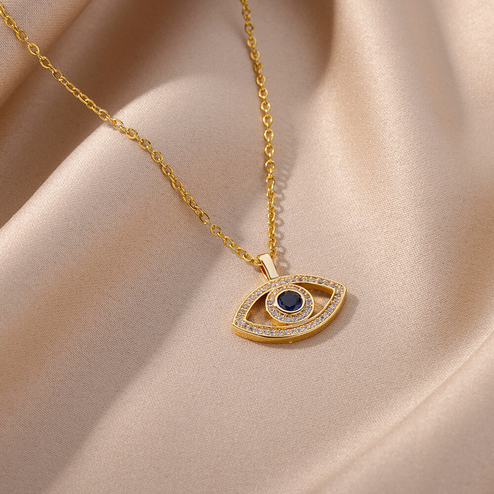 Zircon Evil Eye Pendant Necklace