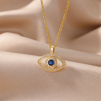 Zircon Evil Eye Pendant Necklace