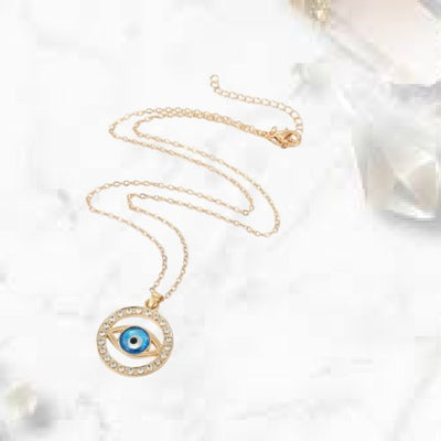 Blue Eye Fatima Hand Pendant Necklace