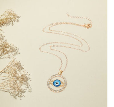 Blue Eye Fatima Hand Pendant Necklace