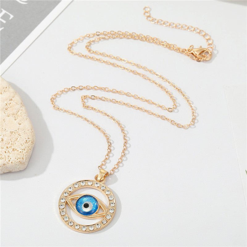 Blue Eye Fatima Hand Pendant Necklace