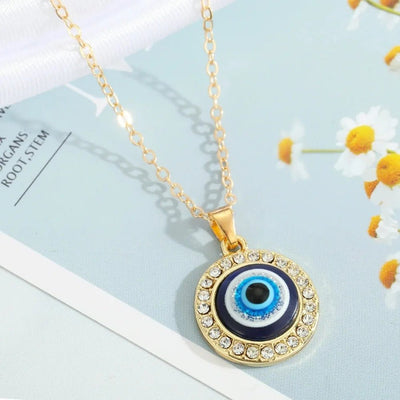 Hollow Out Blue Evil Eye Necklace