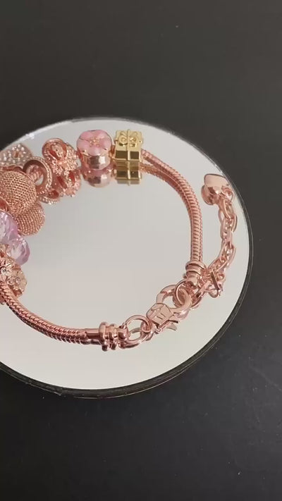 Heart Charm Rose Gold Bracelet